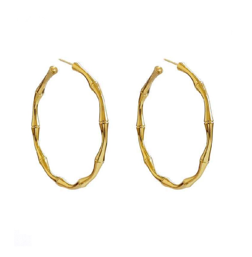 Bamboo Earrings Textured Medium Hoops Wholesale